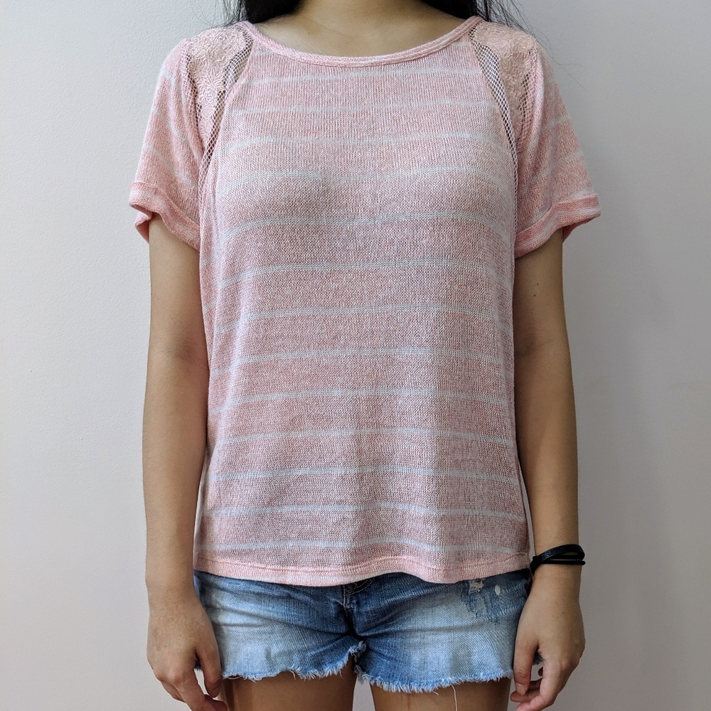 Jessica Simpson Blush Pink Short-Sleeved Sweater